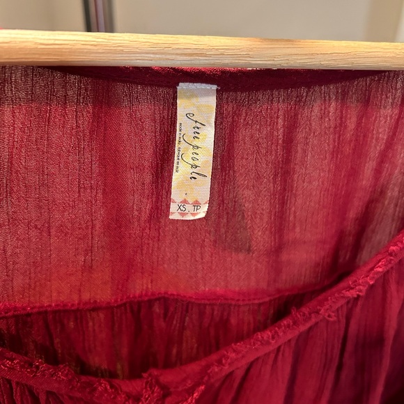Free people boho ruby red button down blouse - Picture 6 of 7